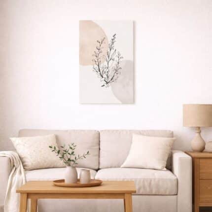 北欧インテリアに飾ったボタニカル抽象アート