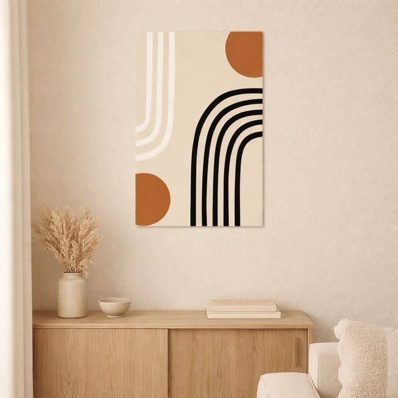 sku-10018-nordic-minimal-art-arch-room 北欧ミニマルなリビングに飾ったアーチライン抽象アート