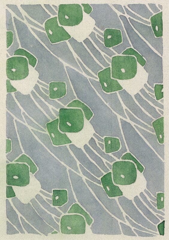 世界の名画キャンバス「Green Geometric（1915）」幾何学植物モチーフの抽象デザイン。