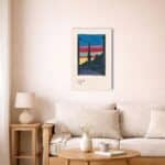 ベージュ壁のリビングに飾られた「Abend」Karl Wiener キャンバスアート（A3相当）。