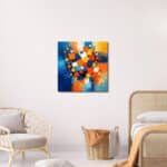 寝室に映えるカラーブロック キャンバスアート