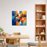 ダイニングをモダンに彩るカラーブロック キャンバスアート