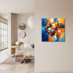 玄関に鮮やかなアクセントを添えるカラーブロック キャンバスアート