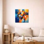 カラーブロック キャンバスアートを飾ったリビング空間