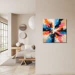 玄関に鮮やかなアクセントを添えるカラーバースト キャンバスアート