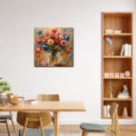 ダイニングに華やかな彩りを添えるカラーローズ キャンバスアート