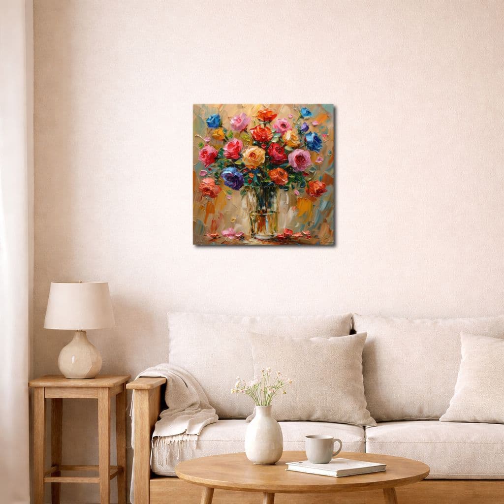color-rose-canvas-art-livingroom-ma-10080 カラーローズ キャンバスアートを飾ったリビング空間