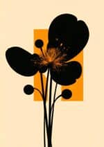 北欧ミニマル ブラックフラワー抽象キャンバスアート