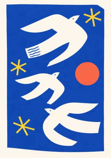 北欧ミニマル ブルーバード抽象キャンバスアート