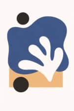 北欧ミニマル ブルー抽象フォルムキャンバスアート