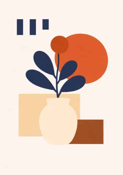 北欧ミニマル フラワーベース抽象キャンバスアート