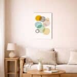 北欧インテリア空間に飾られたジオメトリック抽象アート
