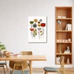 寝室空間に飾られた北欧ミニマル ジオメトリックフラワーキャンバスアート