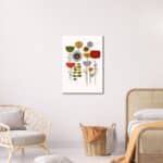 北欧インテリアのリビングに飾られたジオメトリックフラワーアート