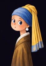 北欧ミニマル 抽象 キャンバスアート｜真珠の耳飾りの少女風 モダンアート - 画像 (2)