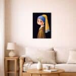 北欧インテリア空間に飾られた少女ポートレートアート