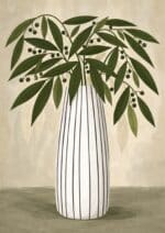 北欧ミニマル 抽象 キャンバスアート｜グリーンボタニカル フラワーベース - 画像 (2)