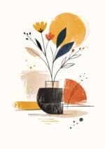 北欧ミニマル 抽象 キャンバスアートのモダンボタニカルデザイン。