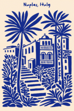 北欧ミニマル ナポリ ブルーシティ抽象キャンバスアート