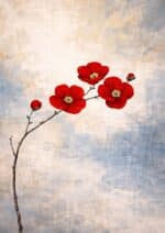 北欧ミニマル レッドフラワー抽象キャンバスアート