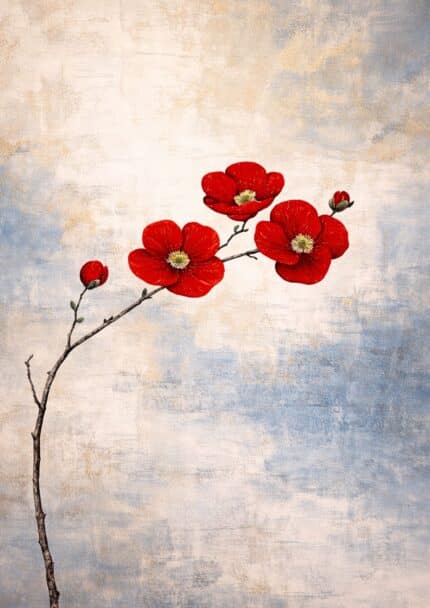 北欧ミニマル レッドフラワー抽象キャンバスアート