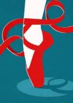 北欧ミニマル 抽象 レッドリボンキャンバスアート