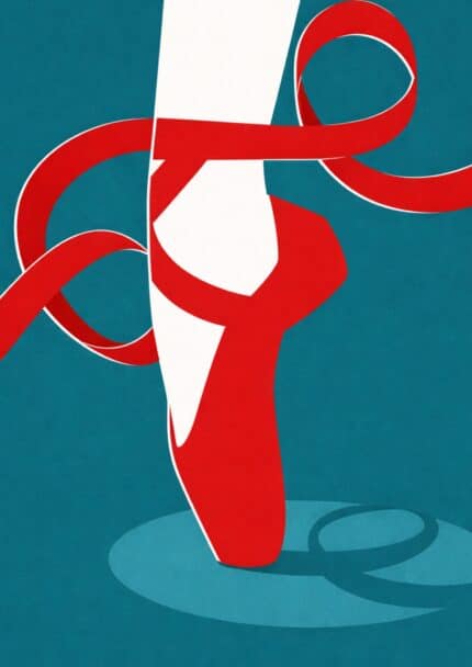 北欧ミニマル 抽象 レッドリボンキャンバスアート