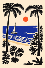 北欧ミニマル トロピカルビーチ抽象キャンバスアート