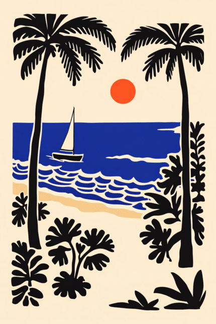 北欧ミニマル トロピカルビーチ抽象キャンバスアート