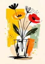 北欧ミニマル 抽象 キャンバスアート｜ビビッドフラワー × モダンアート - 画像 (2)