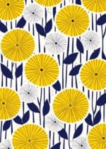 北欧ミニマル イエローフラワーパターン抽象キャンバスアート