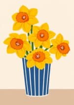 北欧ミニマル イエローフラワー ベースデザイン抽象キャンバスアート