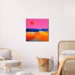 寝室に映えるピンクサンセット キャンバスアート