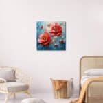 寝室に映えるレッドフラワー キャンバスアート