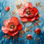 レッドフラワー キャンバスアート メイン画像