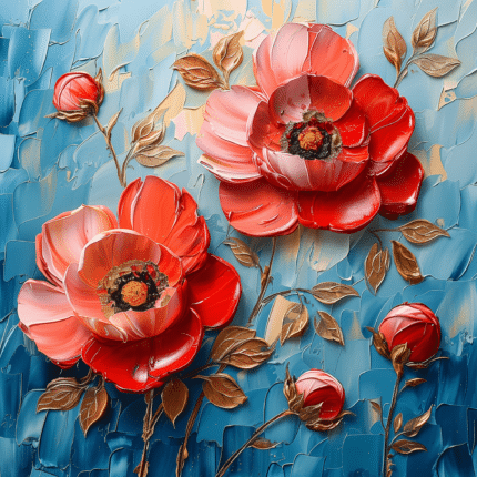 レッドフラワー キャンバスアート メイン画像