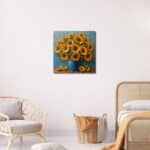 寝室に映えるサンフラワー キャンバスアート