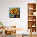 ダイニングに明るい彩りを添えるサンフラワー キャンバスアート