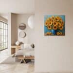 玄関を華やかに整えるサンフラワー キャンバスアート