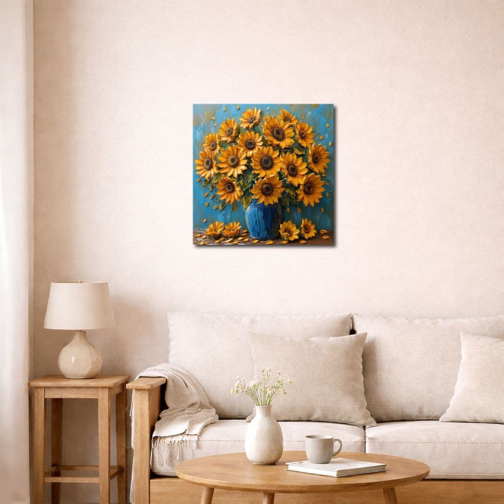 sunflower-canvas-art-livingroom-ma-10078 サンフラワー キャンバスアートを飾ったリビング空間