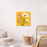 寝室に映えるイエローフラワー キャンバスアート