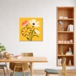 ダイニングを明るく彩るイエローフラワー キャンバスアート