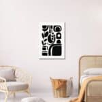 寝室に静かな存在感を添える抽象 キャンバスアート