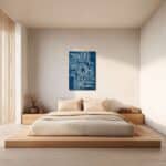 寝室に爽やかな印象を添える抽象 キャンバスアート