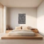 寝室に静かな存在感を添える抽象 キャンバスアート