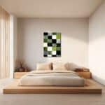 寝室に落ち着いた印象を添える抽象 キャンバスアート