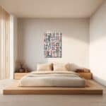 寝室に軽快な彩りを添える抽象 キャンバスアート