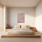 寝室に明るい彩りを添える抽象 キャンバスアート