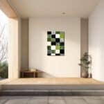 玄関に静かなアクセントを添える抽象 キャンバスアート