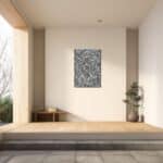 玄関に知的なアクセントを添える抽象 キャンバスアート